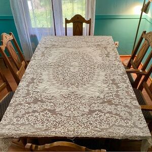 Vintage Quaker Lace 5320 Baroness Rectangle Dinner Cloth Cream Tablecloth